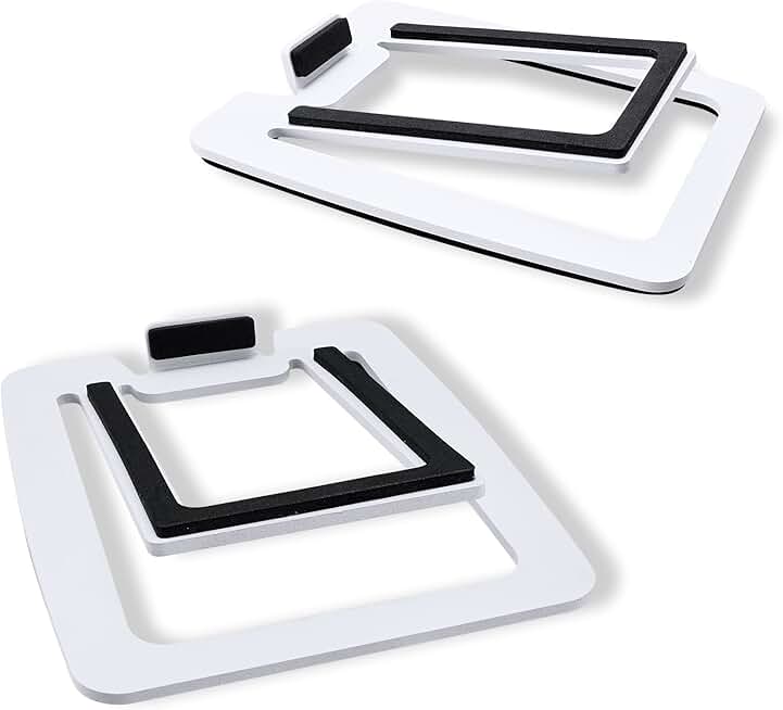 Tilted Desk Speaker Stands for 2-3 Inch Monitors, White