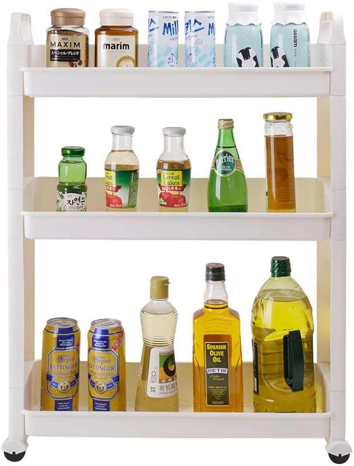 Slim 3-Tier Rolling Storage Cart for Laundry and Home