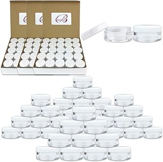 200 clear 5ml round jars with white lids