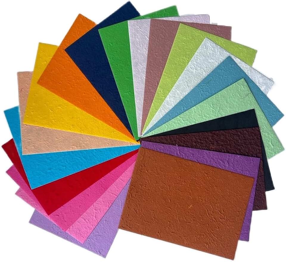 20 Colored Handmade Mulberry Paper Sheets for Crafts