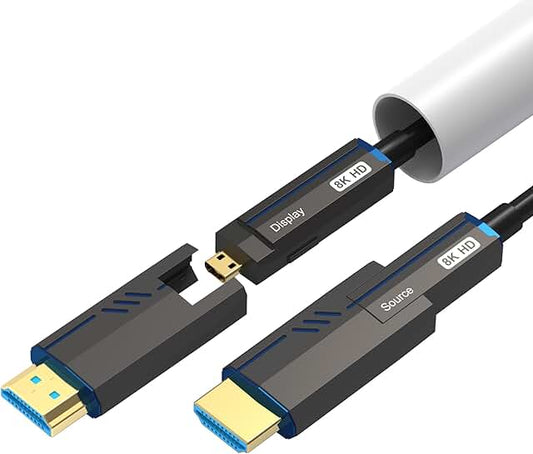 8K 10m Detachable HDMI Fiber Optic Cable with Dual Micro HDMI