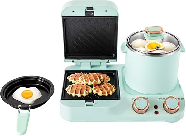 Retro 3-in-1 Breakfast Station with Toaster and Steamer