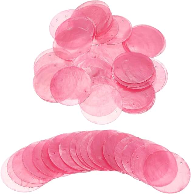 60 Round Pink Shells for Crafts and Decor