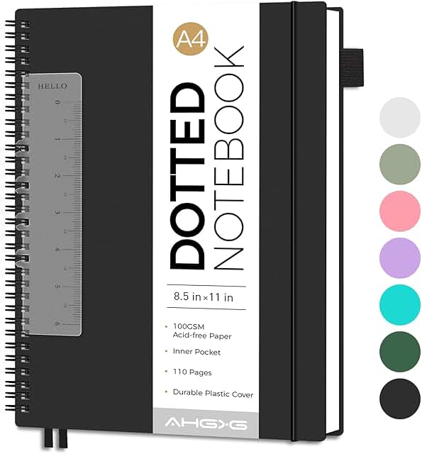 Bullet Dotted Spiral Notebook 8.5" x 11" Black