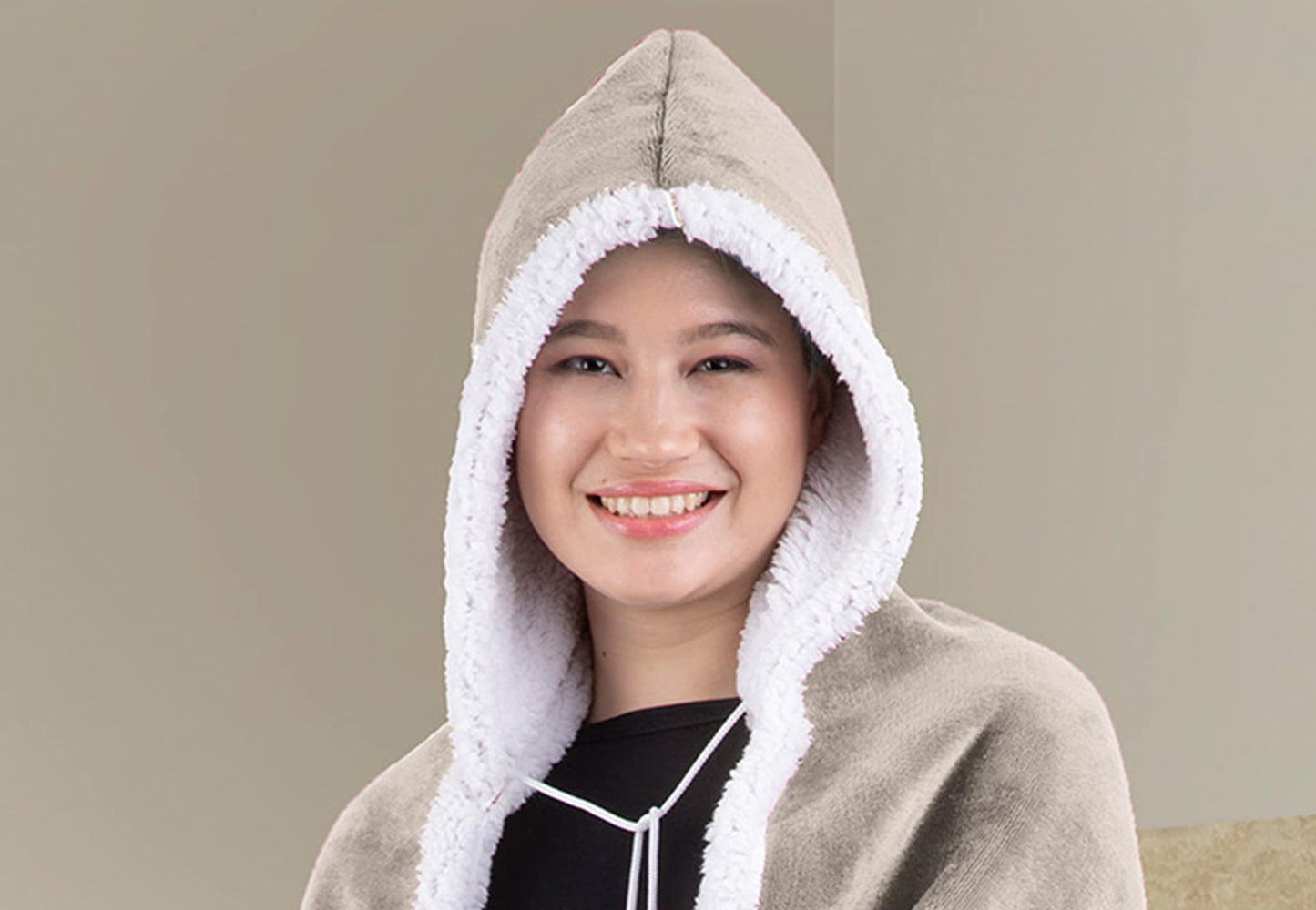 Premium Wele Hooded Blanket for Adult Women and Men 71"x51"  Super Soft, Lightweight, Microplush, Cozy and Functional Throw Blanket Pumice Stone