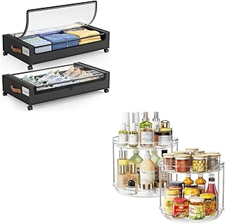 Under Bed Storage with Wheels, 6 Pack, 2 Tier Organizer