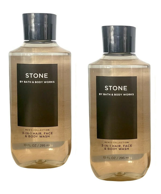 For Men 3-in-1 Hair, Face  Wash  Value Pack lot of 2  Full Size Stone)