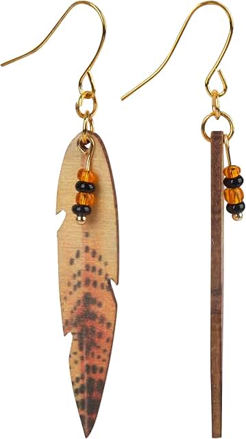Handmade Wood Feather Butterfly Earrings