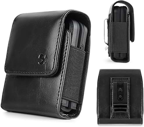 Leather vertical phone case for Razr and Galaxy Z Flip models