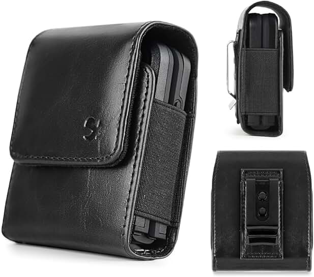 Leather vertical phone case for Razr and Galaxy Z Flip models