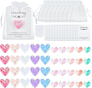 Heart-shaped pocket hug set with greeting card and organza bag
