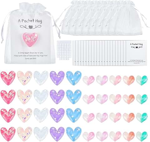 Heart-shaped pocket hug set with greeting card and organza bag
