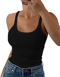 Women's Ribbed Scoop Neck Sleeveless Tank Top