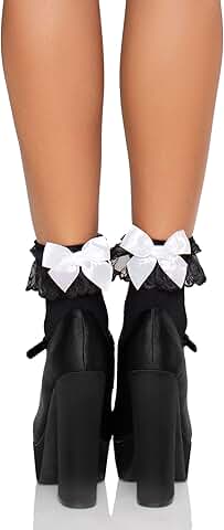 Women's Ruffle Satin Bow Anklet Socks