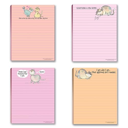 Set of four funny cat notepads