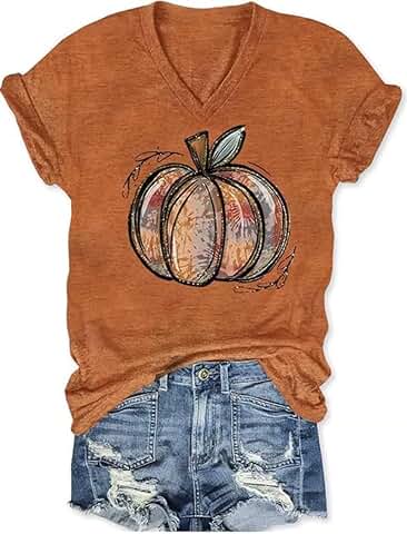 Women's V-Neck Short Sleeve Casual Graphic T-Shirt
