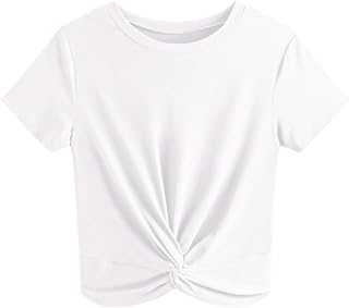 Women's Summer Casual Short Sleeve Round Neck Crop Top