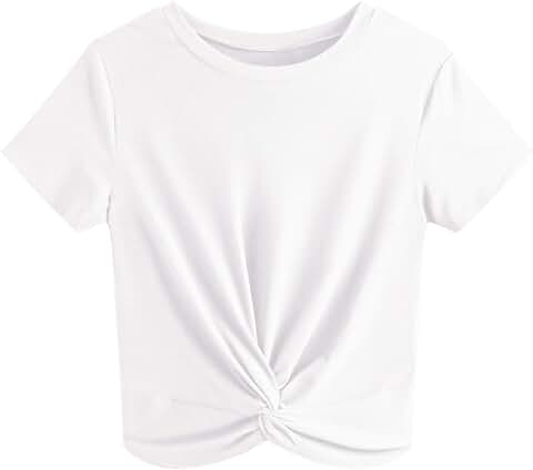 Women's Summer Casual Short Sleeve Round Neck Crop Top