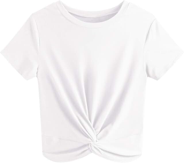 Women's Summer Casual Short Sleeve Round Neck Crop Top