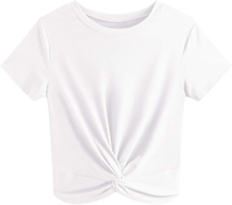 Women's Summer Casual Short Sleeve Round Neck Crop Top