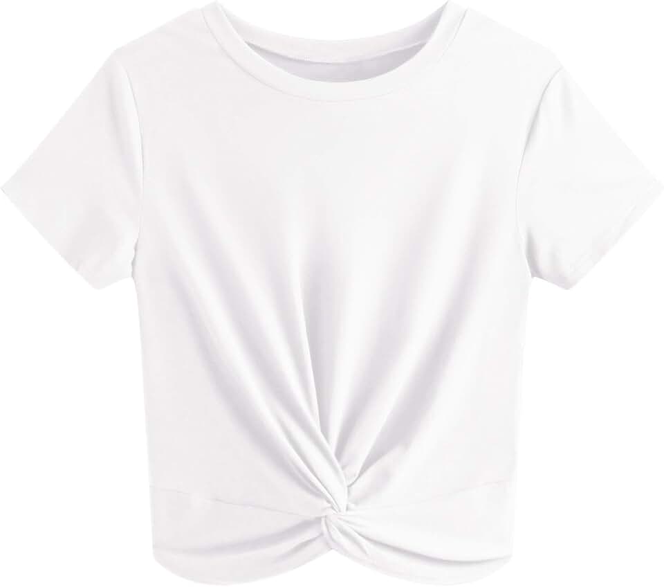 Women's Summer Casual Short Sleeve Round Neck Crop Top