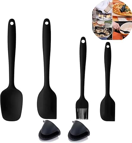 Set of 6 Heat-Resistant Silicone Spatulas for Cooking and Baking