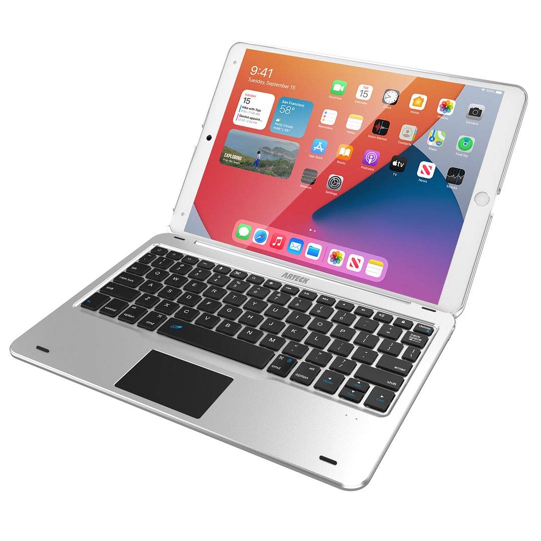 iPad 9th Gen 10.2-inch 2021 Keyboard Case with Track Pad, Bluetooth Keyboard with Folio Full Protection Case and Touch Pad for Apple 10.2-inch iPad 9 iPad 8, 7 with 130 Degree Swivel Rotating