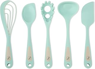 5-Piece Silicone Cooking Set with Flip, Mix, Whisk, Scoop, Strain, Scrape & Measure