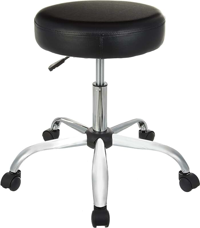 Adjustable Black Drafting Stool with Wheels