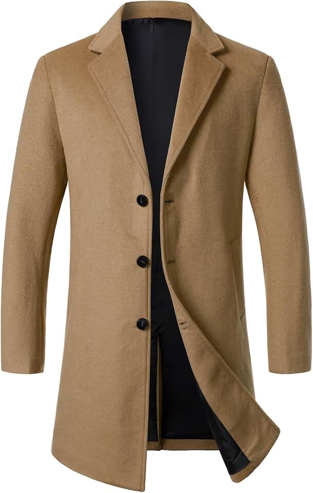 Men's Wool Blend Pea Coat for Winter
