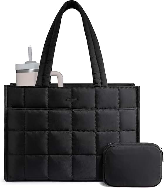 Large Quilted Puffer Tote Bag for Women