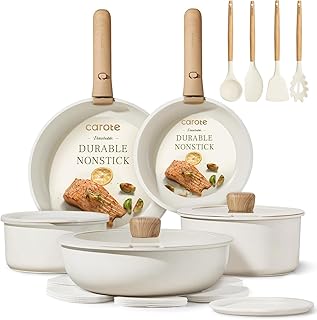 19-Piece Non-Stick Cookware Set with Detachable Handles