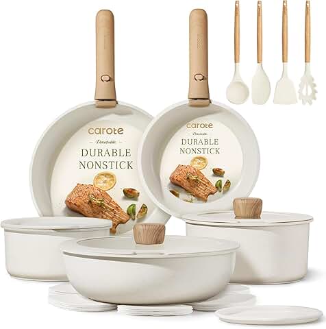 19-Piece Non-Stick Cookware Set with Detachable Handles
