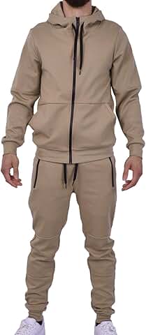 Men's Athletic Casual 2-Piece Solid Tracksuit Set