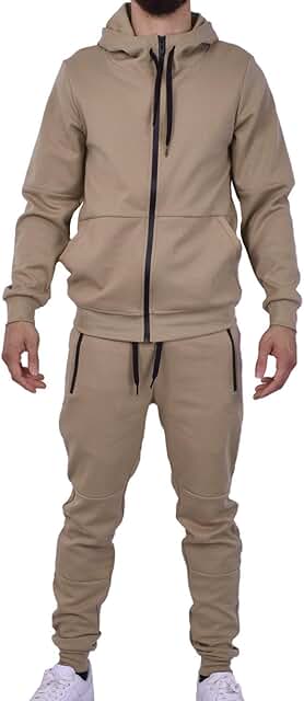 Men's Athletic Casual 2-Piece Solid Tracksuit Set