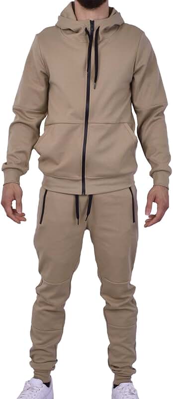 Men's Athletic Casual 2-Piece Solid Tracksuit Set