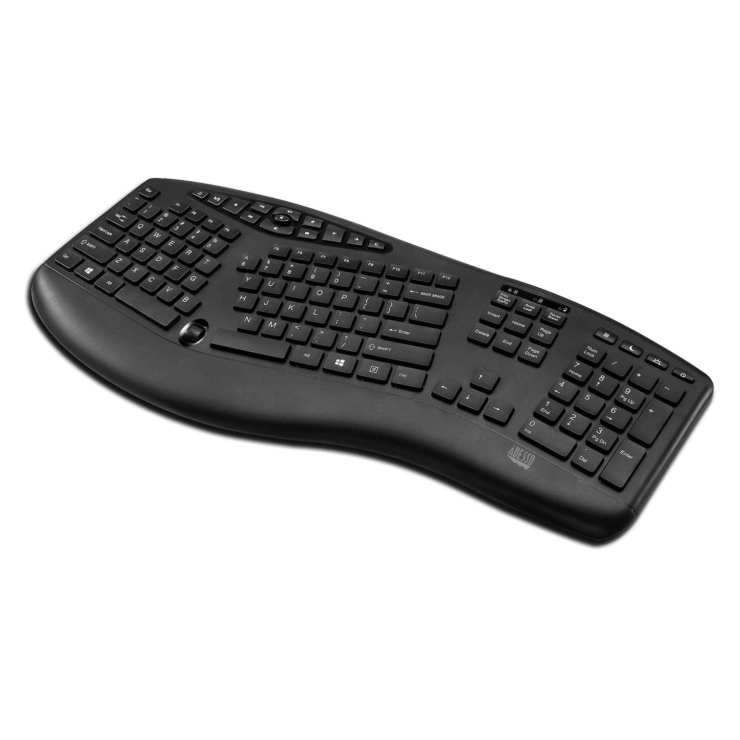 Truform Media 1600 (WKB-1600CB) 2.4GHz RF Wireless Ergonomic Keyboard and Optical Mouse , Multi-Media Keys and Adjustable DPI Mouse 5 Million Keystrokes Black