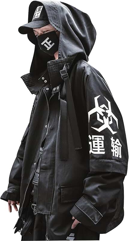 Men's Japanese Streetwear Zip-Up Windbreaker