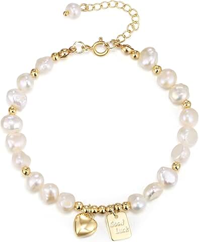 Elegant 18K Gold Pearl Bracelet with Freshwater Pearls