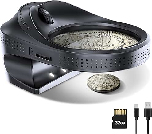 Digital Coin Microscope with LED Lights and 32GB Storage