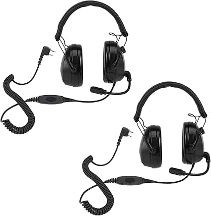 Two-Way Radio Headset with Mic and Noise Reduction (2 Pack)