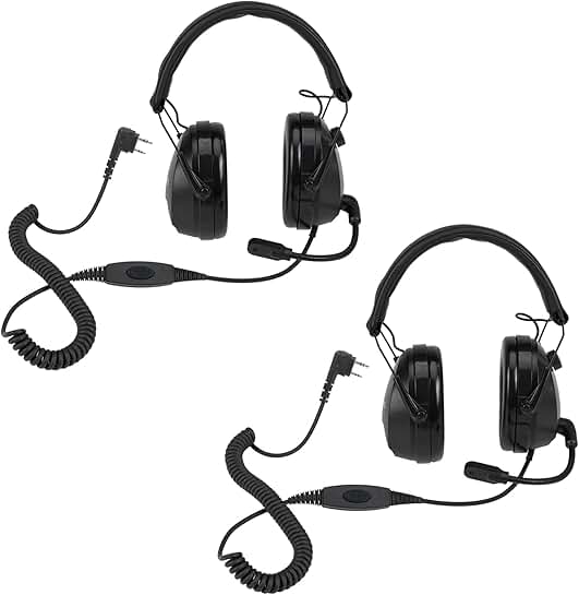 Two-Way Radio Headset with Mic and Noise Reduction (2 Pack)