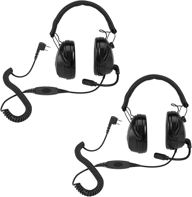 Two-Way Radio Headset with Mic and Noise Reduction (2 Pack)