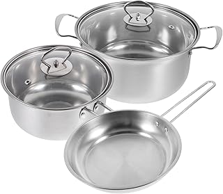 Non-Stick Stainless Steel Cookware Set with Soup Pot and Frying Pan