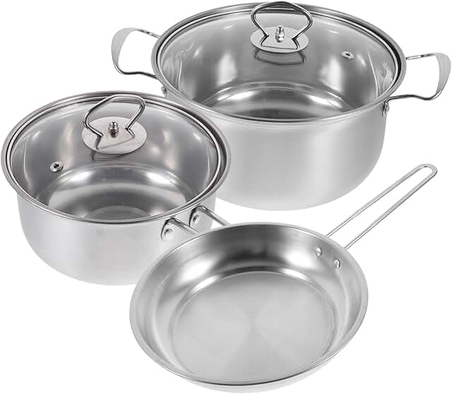 Non-Stick Stainless Steel Cookware Set with Soup Pot and Frying Pan