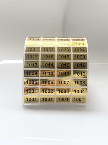 Gold Sequential Number Labels, 1000 Pack