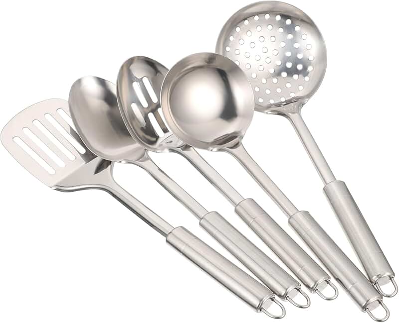 Set of 19 kitchen utensils with silicone tools, knives, and cutting board