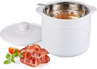 Large Ceramic Bacon Grease Container with Strainer and Lid