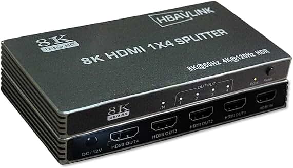 HDMI 2.1 Splitter 1 in 4 Out, 8K60Hz, HDR, VRR