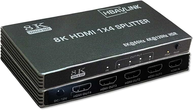 HDMI 2.1 Splitter 1 in 4 Out, 8K60Hz, HDR, VRR